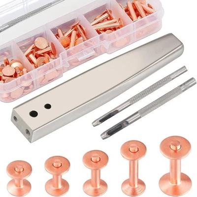 50 Set Di Rivetti In Rame Vari Kit Di Rivetti In Pelle Per Riparare E Decorare - Immagine 1 di 4