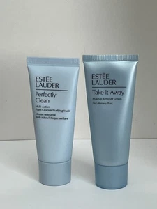 Romover de maquillaje Estee Lauder perfectamente limpio + para llevar 2 piezas 1 oz cada uno - Imagen 1 de 2