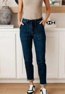 Pantalones de mezclilla azul oscuro cintura alta Judy talla 1/25 nuevos con etiquetas - Imagen 1 de 2