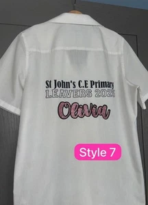 Personalised school leavers shirts Glitter white shirt blue shirt - Picture 1 of 8