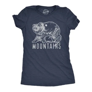 Womens Retro Smoky Mountains T Shirt Funny Camping Vintage Graphic Design Tee - Picture 1 of 7