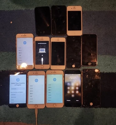 Лот из 12 смешанных iPhone * запчасти, пожалуйста, прочитайте * (iphone 7, SE 2, 6S, 6, 5S, 5, 4) - Изображение 1 из 4