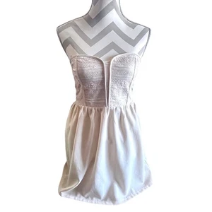 Mini Vestido Bustier Sin Tirantes Mirando a las Estrellas Fiesta Boho Glamour Crema Beige-Talla M - Imagen 1 de 22