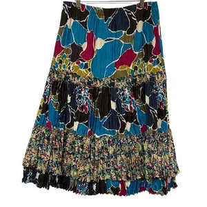 Vintage Nygard Damen Seidenmischung Gr. 12 Stufen Rüschen Maxirock Boho skurril - Bild 1 von 6