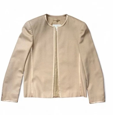 Blazer Escada Quiet Luxury Conejo/Lana Virgen/Angora/Seda Frente Abierto Talla Mediana Foto 1 de 4