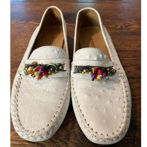 Robert Zur Leather Loafers Beaded Embellished Slip On Shoes Size 7M - Picture 1 of 5