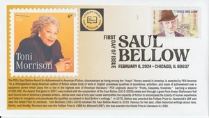 6° Cachets Saul Bellow Toni Morrison FDC escritores Pulitzer y ganadores del Nobel - Imagen 1 de 1