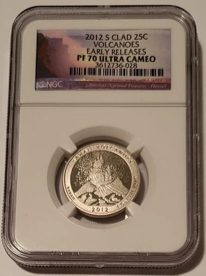 2012 S Clad Hawaii Volcanoes NP Quarter Proof PF70 UC NGC Early Releases - Image 1 of 2