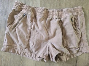Damen Aerie Boardwalk Shorts XXL Pull On Cargo Reißverschlusstaschen Khaki Leinen - Bild 1 von 5