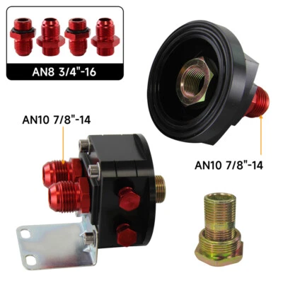 10-AN10 Oil Filter Relocation Kit+Universal Cooler Sandwich Plate Adapter Black - Image 1 of 4
