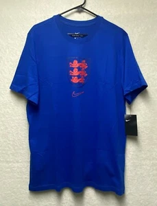 NIKE T Shirt Men Large UEFA England National Football Royal Evergreen Crest Tee - Picture 1 of 6