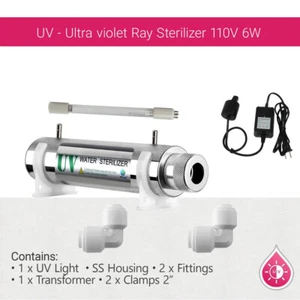 Ultraviolet UV Light 6W Water Filter Reverse Osmosis, Stainless Steel Housing - Picture 1 of 5