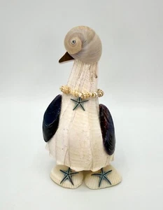 Hand-Crafted Seashell Folk Art Blue, White, Grey Pigeon Bird Sculpture Unique! - Picture 1 of 9