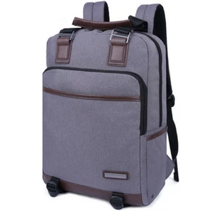 Backpack Women Men 15.6 Inches Laptop Business School Bag Handle Fiber Leather - Picture 1 of 10