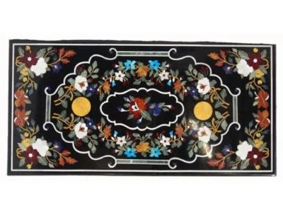 48" x 32" Handmade Inlay Floral Work Pietradura Home Decor Marble Table Top - Image 1 of 3