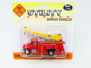 HO Scale Boley Dept. 1-87 #4132-11 Red Drill Utility Truck w/ Yellow Altec Boom - Picture 1 of 2