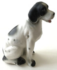 Vintage Miniature Porcelain Dog Figurine Black & White Spaniel 4" tall