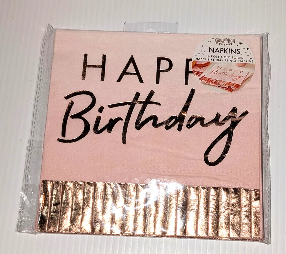Ginger ray FANCY 玫瑰金生日快乐派对装饰餐巾纸 — 第 1/1 张图片