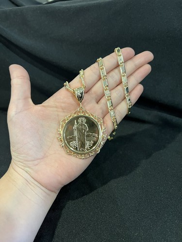 Ciondolo filigrana San Giuda San Giuda Vergine Vergine Vergine Placcato oro e catena Valentino