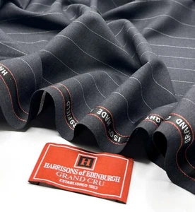 Grey White Pinstripe 150s Wool Fabric Harrisons Suiting Thobes , 3.50m x 1.50m - Picture 1 of 5
