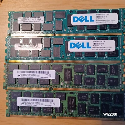 4 x 8gb Dell & MICRON 32GB 240-Pin DDR3 SDRAM 10600 & 12800 ECC Reg Server Ram - Image 1 of 4