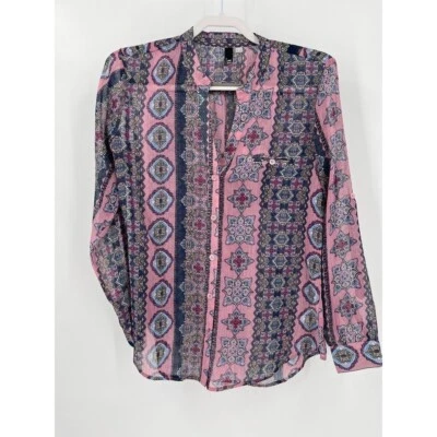 Kut from the Kloth Multicolor Sheer Blouse Geometric Bohemian Size Small - Image 1 of 4