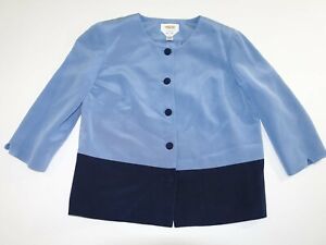 Talbots Damen Pure Silk 5 Knöpfe Blazer Jacke Größe 6 Petite Blue 3/4 Ärmel