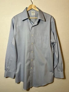BROOKS BROTHERS Shirt Mens 15.5 346 Dress Slim Fit Non Iron Oxford Cotton Blue - Picture 1 of 13
