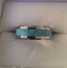 Custom Cobalt Chrome Men's Inlaid Turquoise Ring