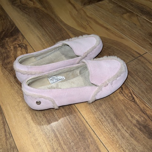 Mocassino UGG Australia Hailey pelle di pecora scintillante scamosciata 1095610K shearling bambino rosa