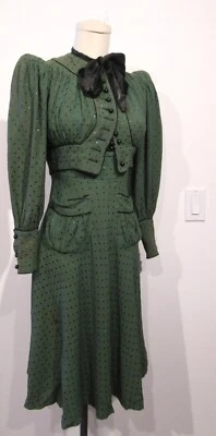 CHAQUETA TRAJE DE VESTIR KILLER VINTAGE FINALES DE 1930S 40S MANGA ENORME PUNTO HOMBRO S F11 Foto 1 de 4