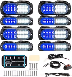 8 Pezzi Funzione Sincronizzazione Luci Stroboscopiche LED Emergenza Ultra Sottile Griglia Montaggio Superficiale F - Foto 1 di 7