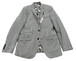 NEW Paisley & Gray Mens Ashton Slim Fit Gingham Peak Jacket Blue/White Size 38R - Picture 1 of 4