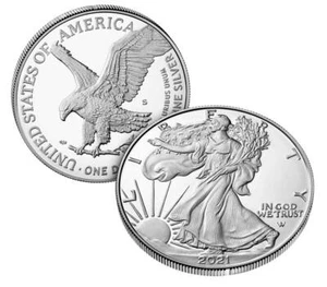 American Eagle 2021 eine Unze silberfest (S) San Francisco 21EMN in der Hand - Bild 1 von 5