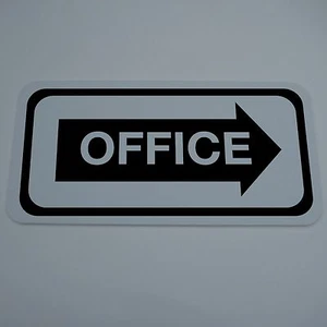 PVC 6" BY 12" OFFICE SIGN RIGHT ARROW HOTEL MOTEL APARTMENT CONDO LOBBY - Picture 1 of 1