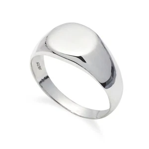 925 Solid Sterling Silver Round Signet Ring in Sizes G-Z/20 Different Sizes - Picture 1 of 6