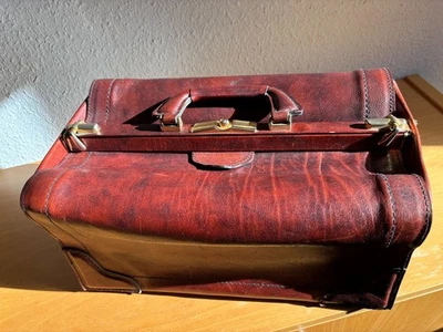 Arztkoffer groß, Hebammenkoffer, Antik, Leder, Apotheker  45 cm lang - Bild 1 von 4