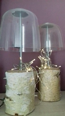 Holzstamm mit Ständer und Aufsatz für Lichterkette, Deko 2 Stk. - Bild 1 von 4