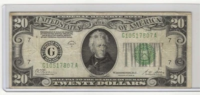 $20 1928 B Serial no G 10517807 A - Image 1 of 2