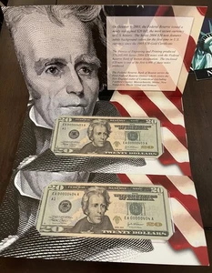 Series 2004 $20 Boston Notes - Sequential Low Serial #'s 00000403A & 404A - Picture 1 of 6