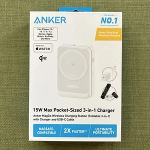 Anker MagGo 3-in-1 Wireless Travel Charger White Mint In Box - Photo 1 sur 4