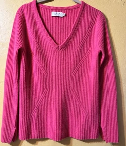 Velvet By Graham & Spencer 100% Kaschmir V-Ausschnitt gerippter Pullover XS rosa - Bild 1 von 6