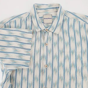 Tommy Bahama Mens Blue Green Silk Stripes Camp Short Sleeve Shirt Size 2XL - Picture 1 of 8