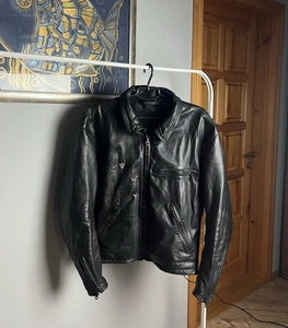Dainese Small Logo Vintage Black Leather Motorcycle Jacket Size 52 - Bild 1 von 12