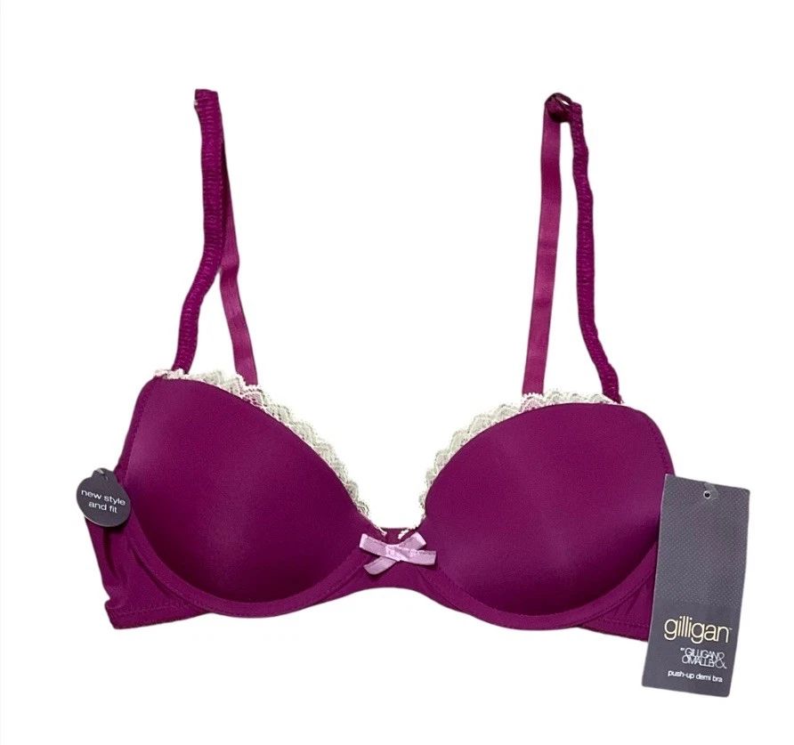 Sutiã Gilligan & O’Malley Push Up Demi 34A rosa com destaque de renda novo com etiquetas - Imagem 1 de 3
