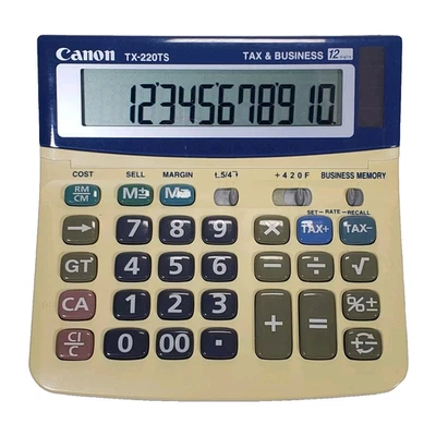 Canon TX 220TS 12 Digital Solar Calculator Desktop Tax And Business. Faded Glory - Image 1 of 4