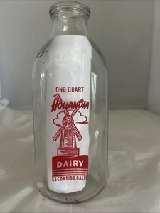 Vintage 1 Quart Klarglas Milchflasche HOLLANDIA DAIRY ESCONDIDO Kalifornien - Bild 1 von 7