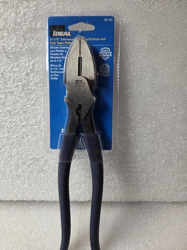 IDEAL 9-1/2" LINESMAN PLIERS W/CRIMP AND FISH TAPE PULLER #30-430 - Image 1 of 1