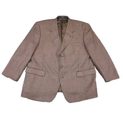 Blazer De Colección Jeffrey Banks Pata de Gallo Hombres Talla 48R Marrón Tostado Mezcla de Lana Hecho en EE. UU. Foto 1 de 4