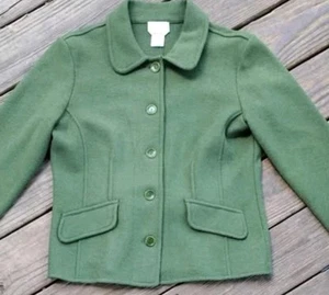 Vintage Green Alpaca/Wool Blend  Blazer Style Button Up Jacket Women's Large - Picture 1 of 4